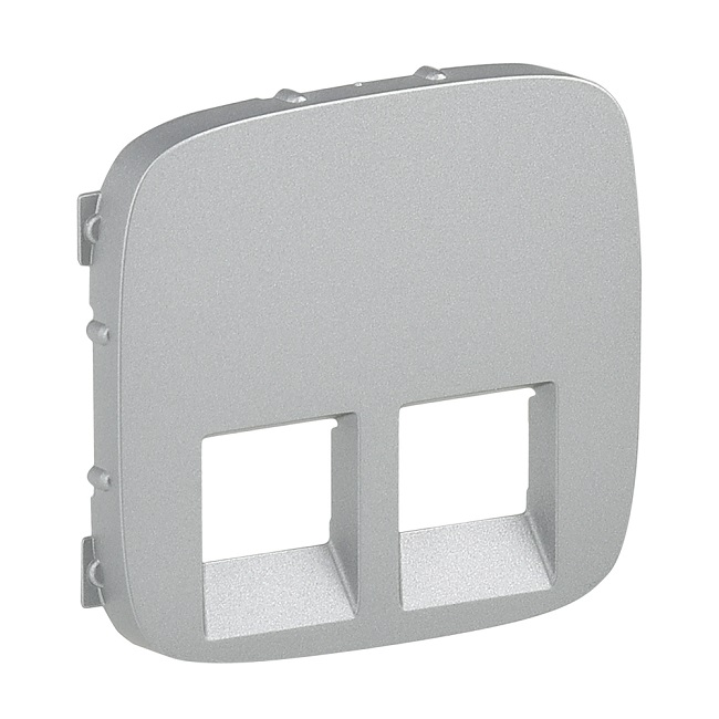 LEGRAND 755427 Лицевая панель для двойных розеток RJ45 и RJ11, алюминий, Valena Allure
