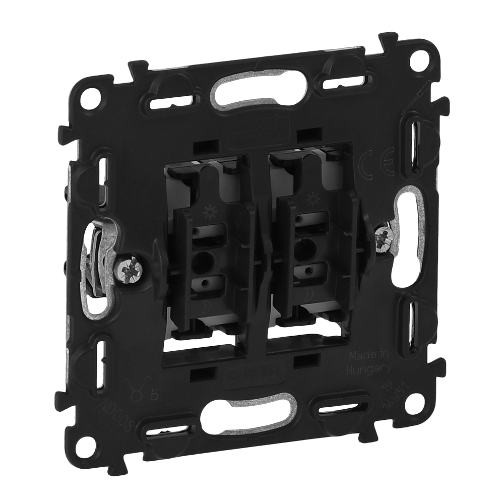 LEGRAND 752005 Механизм 2-клавишного выключателя, безвинтовые зажимы, без лицевой панели, 10AX, 250В, Valena InMatic