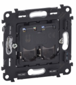 LEGRAND 753049 Механизм информационной розетки 2хRJ45, категория 6а, STP, без лицевой панели, Valena InMatic