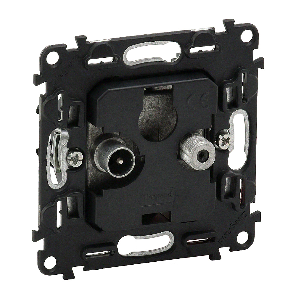 LEGRAND 753071 Механизм проходной розетки TV-SAT, ТВ: 5-862 МГц, SAT: 950-2400 МГц, затухание: на проход 1.5 дБ, на отвод 14 дБ, без лицевой панели, V