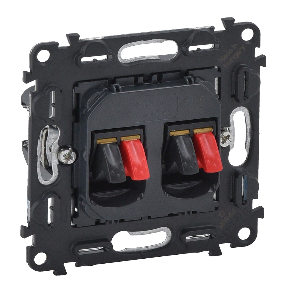 LEGRAND 753078 Механизм двойной акустической розетки с пружинными зажимами, клеммы 4 мм2, без лицевой панели, Valena InMatic