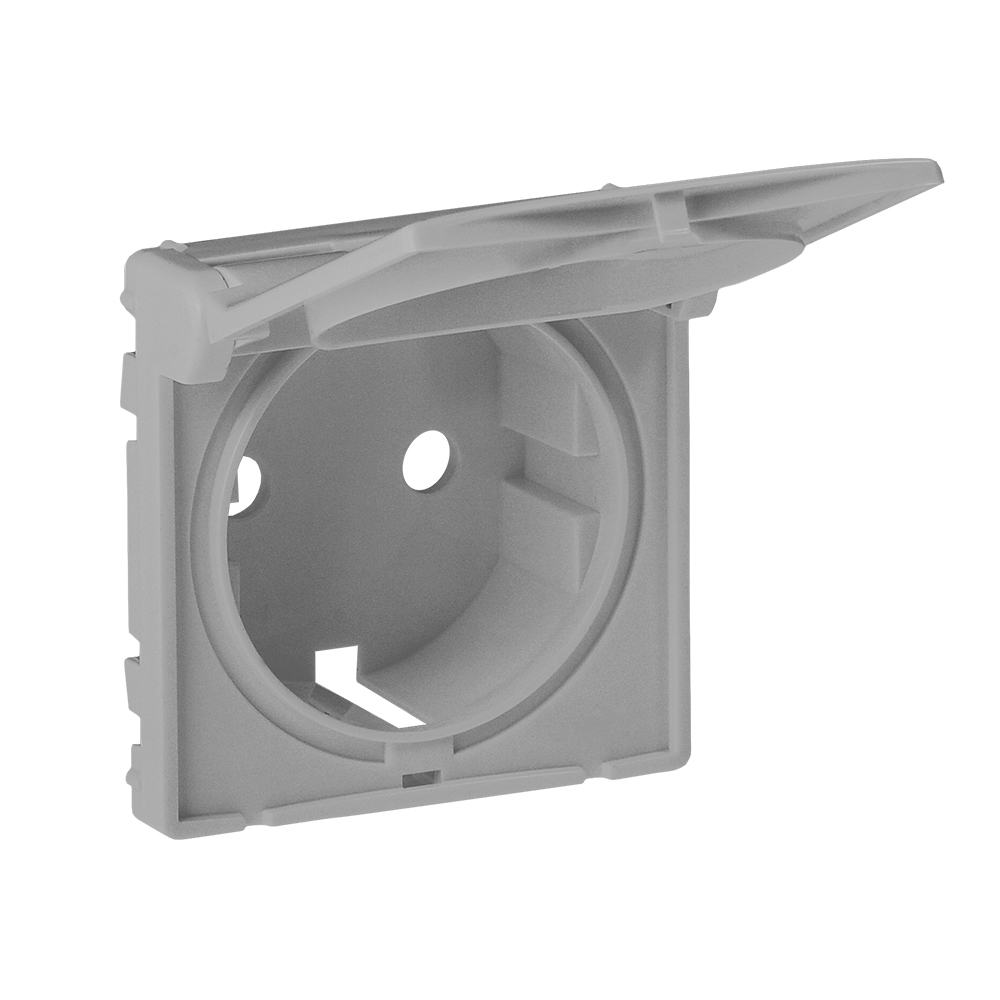 LEGRAND 754842 Лицевая панель для розеток 2К+З с откидной крышкой 753021/753025/753029/753030, алюминий, Valena Life