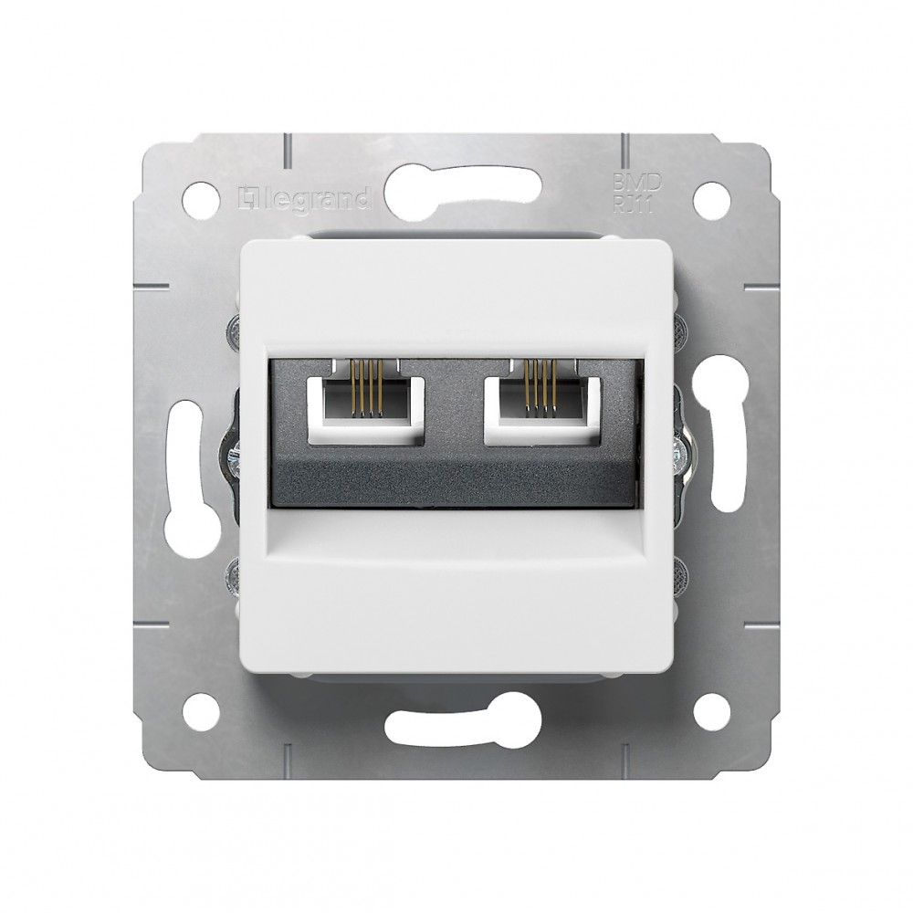 LEGRAND 773639 Розетка телефонная 2хRJ11, белая, Cariva