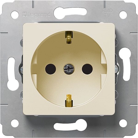 LEGRAND 773759 Розетка 2К+З, немецкий стандарт, 16А, 250В, слоновая кость, Cariva
