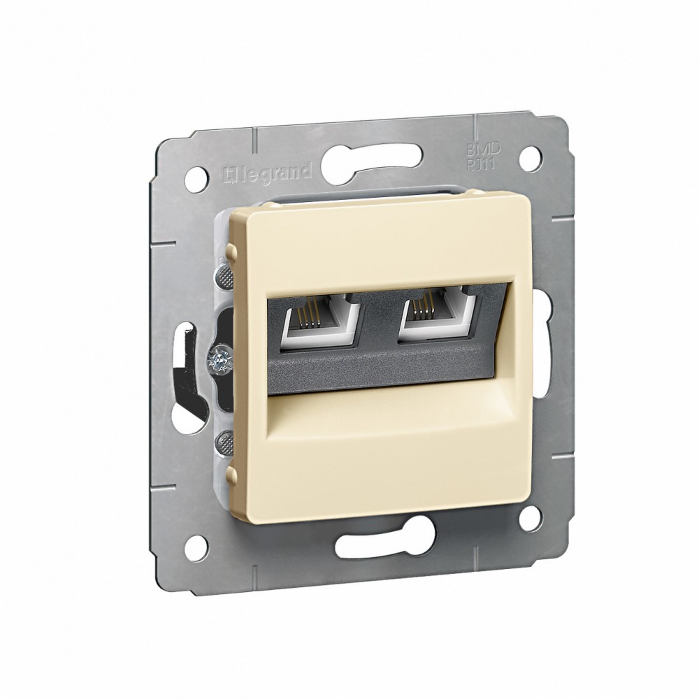 LEGRAND 773739 Розетка телефонная 2хRJ11, слоновая кость, Cariva