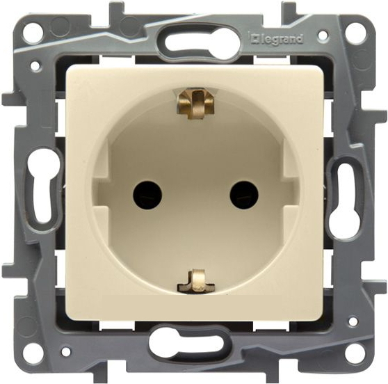 LEGRAND 672321 Модуль розетки 2К+З, 10AX, с винтовыми зажимами, немецкий стандарт, слоновая кость, ETIKA