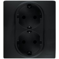 LEGRAND 672633 Модуль розетки 2 х 2К+З со шторками, 10AX, автоматические зажимы, немецкий стандарт, антрацит, ETIKA