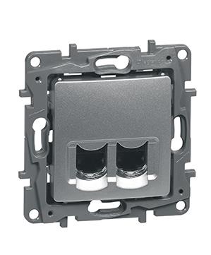 LEGRAND 672452 Модуль розетки двойной RJ11+RJ45, категория 5 UTP, алюминий, ETIKA
