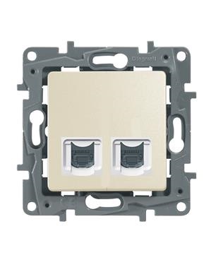 LEGRAND 672352 Модуль розетки двойной RJ11+RJ45, категория 5 UTP, слоновая кость, ETIKA