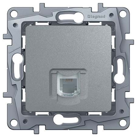 LEGRAND 672440 Модуль розетки телефонный RJ11, алюминий, ETIKA