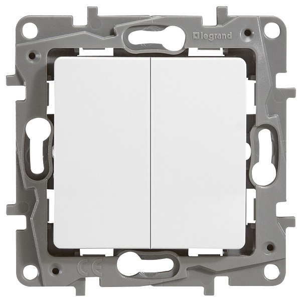LEGRAND 672202 Выключатель 2-клавишный, 10АХ, с винтовыми зажимами, белый, ETIKA