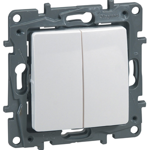 LEGRAND 672302 Выключатель 2-клавишный, 10АХ, с винтовыми зажимами, слоновая кость, ETIKA