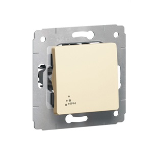 LEGRAND 773709 Выключатель 1-клавишный, IP44, 250В, слоновая кость, Cariva