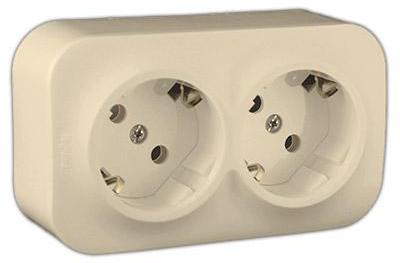 LEGRAND 782243 Розетка 2х2К+3, накладной монтаж, с винтовыми зажимами, без шторок, 16А, слоновая кость, Quteo