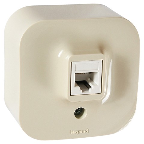 LEGRAND 782244 Розетка телефонная RJ-11, автоматическое подключение с прокалыванием изоляции проводников, слоновая кость, Quteo