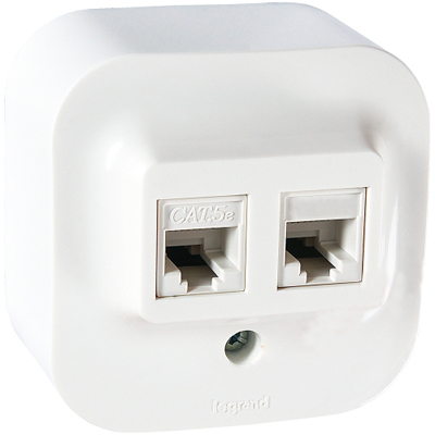LEGRAND 782221 Розетка двойная RJ11 + RJ45 кат. 5e - UTP, белая, Quteo