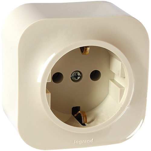 LEGRAND 782241 Розетка 2К+3, накладной монтаж, с винтовыми зажимами, без шторок, 16А, слоновая кость, Quteo