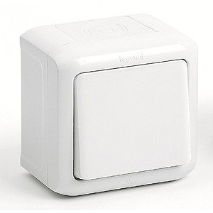 LEGRAND 782305 Выключатель 1-клавишный без фиксации,6А, белый, IP44, Quteo