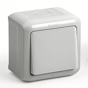 LEGRAND 782330 Выключатель 1-клавишный, 10А, серый, IP44, Quteo