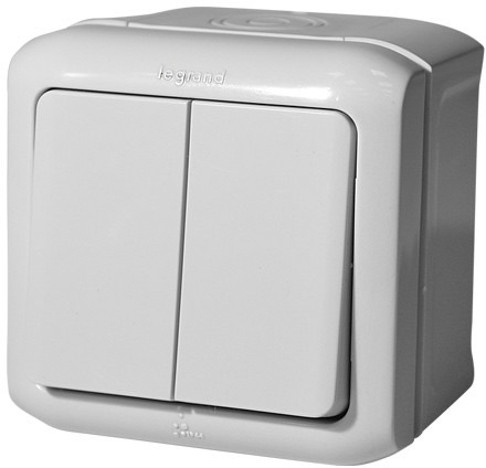 LEGRAND 782331 Переключатель 2-клавишный, на два направления, 10А, серый, Quteo