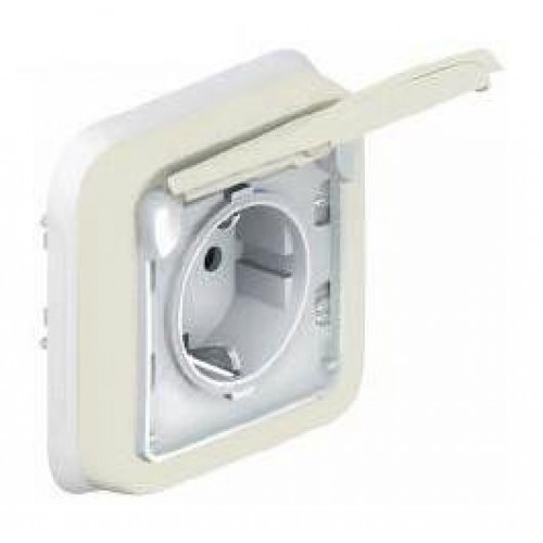 LEGRAND 69639 Розетка 2К+З, немецкий стандарт, с винтовыми зажимами, с крышкой в сборе, с лицевой панелью, белая, Plexo