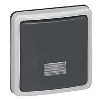 LEGRAND 090484 Двухполюсный переключатель на 2 направления с подсветкой (сборные механизмы), 10А, серый, Plexo