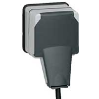 LEGRAND 090485 Розетка 2К+3 со шторками и крышкой, 16А, 250В, серая, Plexo