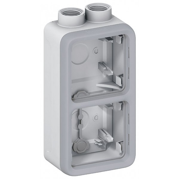 LEGRAND 069664 Двухместная монтажная коробка 2 поста, вертикальная установка, PG, серая, Plexo
