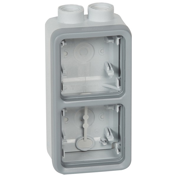 LEGRAND 069668 Двухместная монтажная коробка 2 поста, вертикальная установка, ISO 20, серая, Plexo