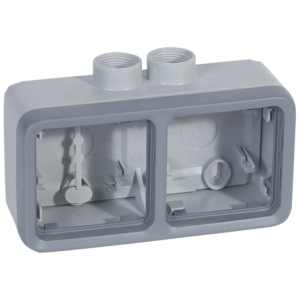 LEGRAND 069674 Двухместная монтажная коробка 2 поста, горизонтальная установка, PG, серая, Plexo