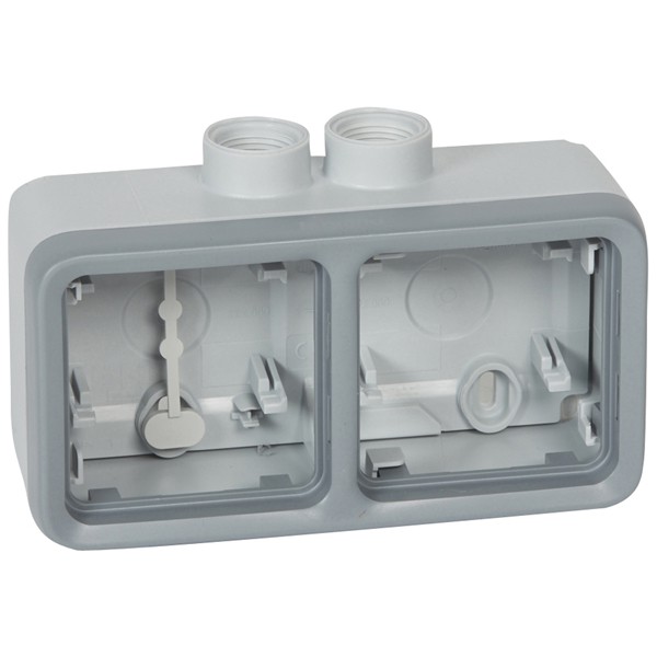 LEGRAND 069678 Двухместная монтажная коробка 2 поста, горизонтальная установка, ISO 20, серая, Plexo