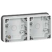 LEGRAND 090493 Монтажная коробка 2 поста, горизонтальная установка, серая, Plexo