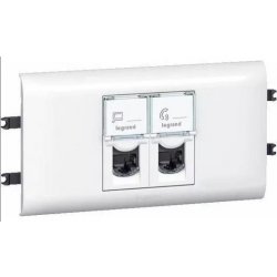 LEGRAND 078663 Модуль розетки компьютерной 2ХRJ-45, кат. 6, UTP, с рамкой и суппортом, белый, Mosaic