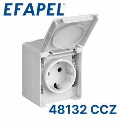 48132 CCZ EFAPEL Розетка 2к+з с защитными шторками, серая