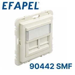 90442 SMF EFAPEL Лицевая панель с суппортом для  двух коннектеров RJ45, бежевый