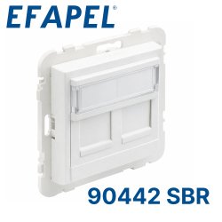 90442 SBR EFAPEL Лицевая панель с суппортом для двух коннектеров RJ45, белый