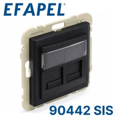 90442 SIS EFAPEL Лицевая панель с суппортом для двух коннектеров RJ45, серый