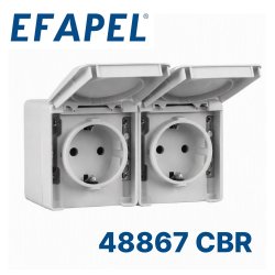 48867 CBR EFAPEL Двойная горизонтальная розетка 2к+З с защитными шторками, белая