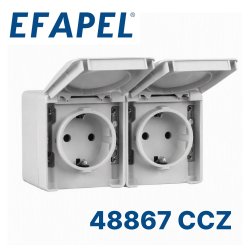 48867 CCZ EFAPEL Двойная горизонтальная розетка 2к+З с защитными шторками, серая
