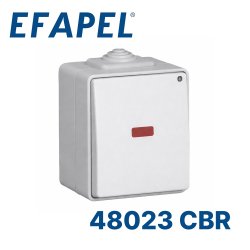 48023 CBR EFAPEL Одноклавишный выключатель двухполюсный c сигнальной лампой, белый