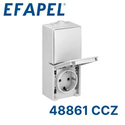 48861 CCZ EFAPEL Вертикальный блок - переключатель + розетка 2к+з, серый
