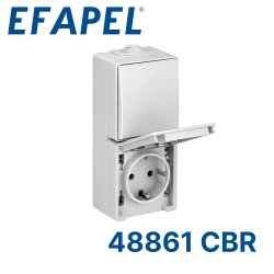 48861 CBR EFAPEL Вертикальный блок - переключатель + розетка 2к+з, белый