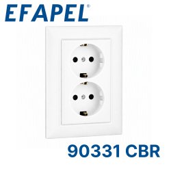 Двойной блок розеток 2к+з в сборе, белый (90331 CBR)90331 CBR фото