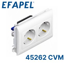 45262 CVM EFAPEL Двойной блок розеток 2к+3 с защитными шторками L75, красный