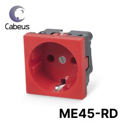 Cabeus ME45-RD Розетка электрическая Mosaic 45x45, нем. ст., 2K+3, 16A, красная (в сборе)