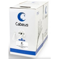 Cabeus UTP-4P-Cat.5e-SOLID-LSZH-WH Кабель витая пара UTP (U/UTP), категория 5e, 4 пары 0,51мм (24 AWG), одножильный, белый, LSZH (Low Smoke Zero Halogen) (305 м), системная гарантия 25 лет.