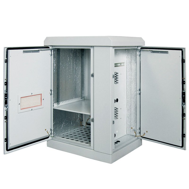Шкаф уличный всепогодный напольный 18U (1000х800), передняя дверь вентилируемая, боковая дверь метал фото 2