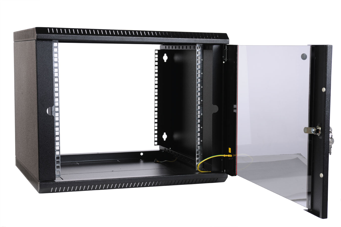 Шкаф телекоммуникационный настенный разборный 6U (600х350) дверь стекло, цвет черный фото 6