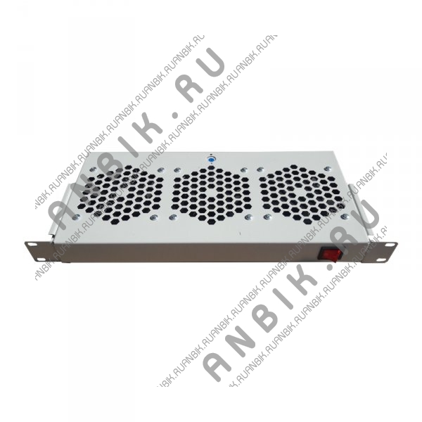 Модуль вентиляторный 19 1U, 3 вентиляторов с терморегулятором 0...+60 °C, регулируемая глубина 200-310мм серый Ral 7035 RC19