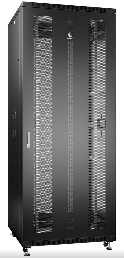 Cabeus ND-05C-42U80/120-BK Шкаф монтажный телекоммуникационный 19 напольный для распределительного и серверного оборудования 42U 800x1200x2055mm (ШхГхВ) передняя и задняя перфорированные двери, ручка с замком, цвет черный (RAL 9004)ND-05C-42U80/120-BK фото